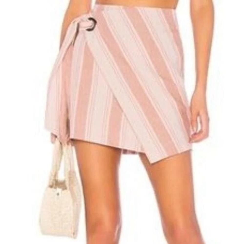 Free People Pink and Mauve Striped Mini Skirt